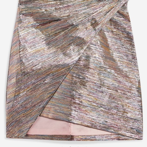 topshop rainbow metallic wrap dress
